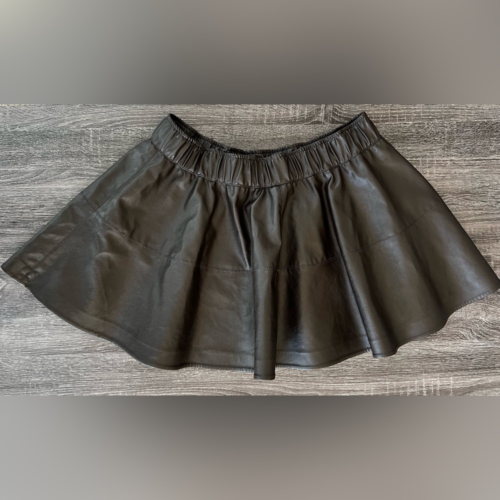 H&M Brown Chunky Thick Faux Leather Circle Mini Skirt | Size 12